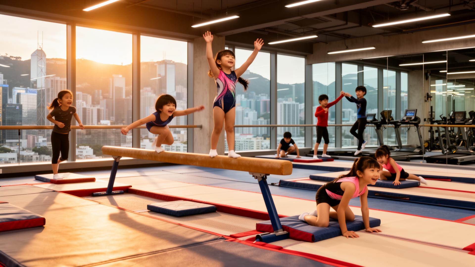 Children practising gymnastics at ProActiv Sports Hong Kong